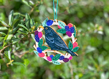 Load image into Gallery viewer, Blackbird &amp; Blackberries Christmas Decoration
