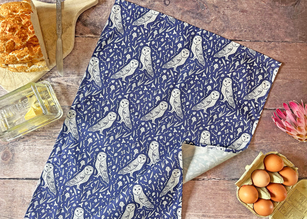 Owl Print Tea Towel