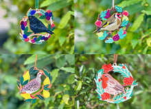 Load image into Gallery viewer, Pack of 4 Bird Christmas Decorations
