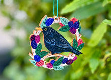 Load image into Gallery viewer, Blackbird &amp; Blackberries Christmas Decoration
